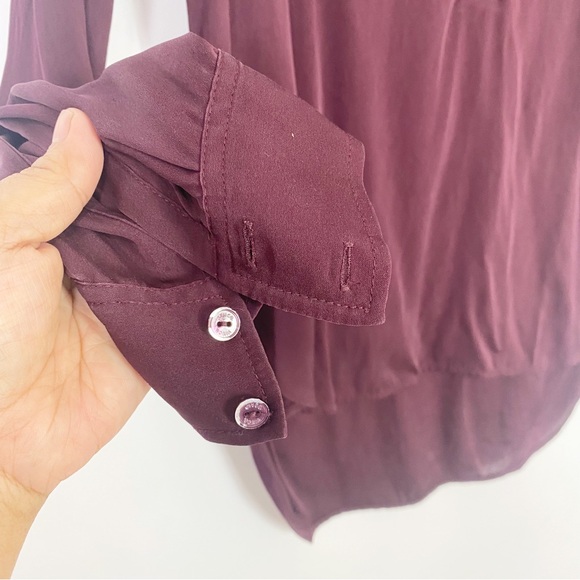 Vince Red Maroon Top Blouse Silk Spandex Elegant Casual Career Work Sz2 - Picture 4 of 9